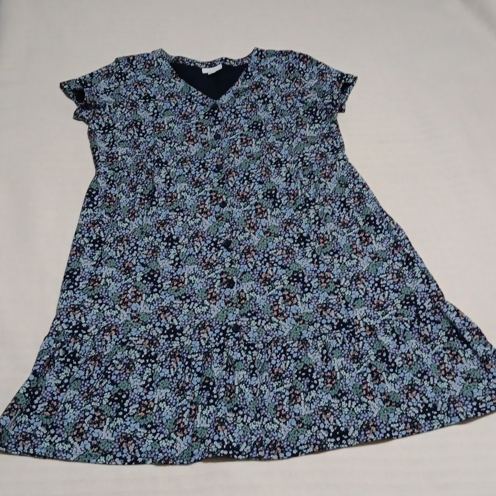 J. JILL Button Front Ruffle Hem Floral Dress Size M